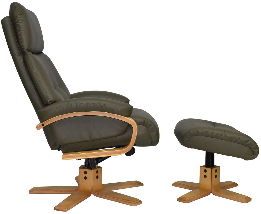 Chaise Vienna Swivel Cuir Vert Olive - 3