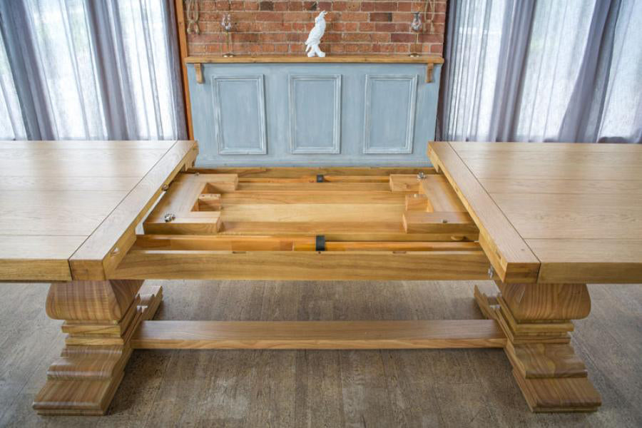 Windermere Rustic Monastery Extending Dining Table in Natural - 7