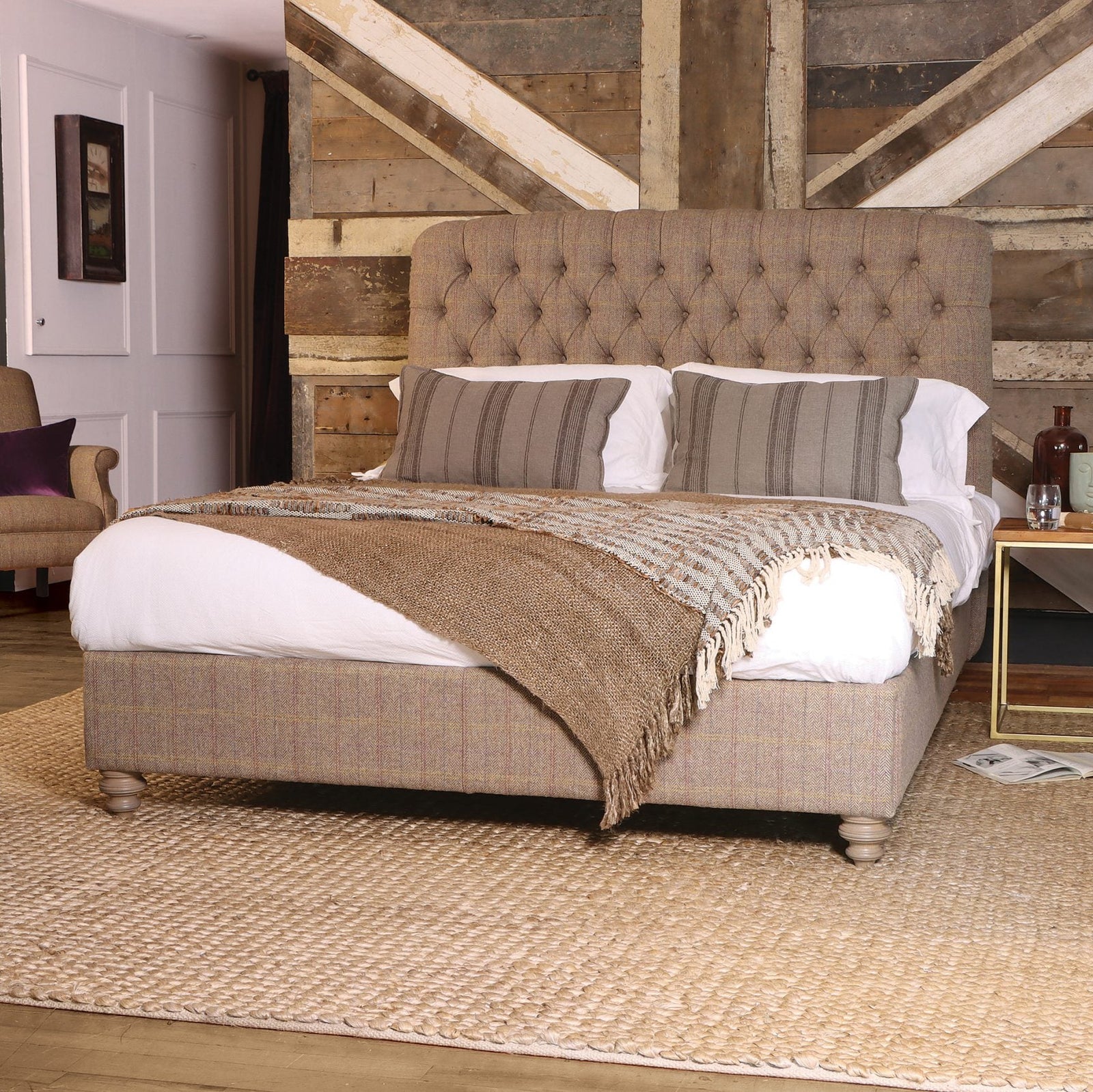 Lit à sommier herringbone Berneray King size en bracken chaleureux