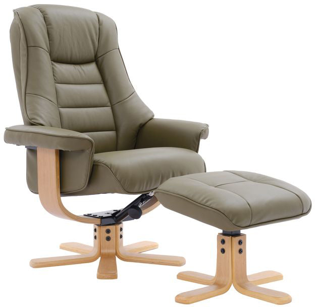 Alliance Mondiale du Meuble Chaise Sardaigne en Cuir Vert Olive - 5