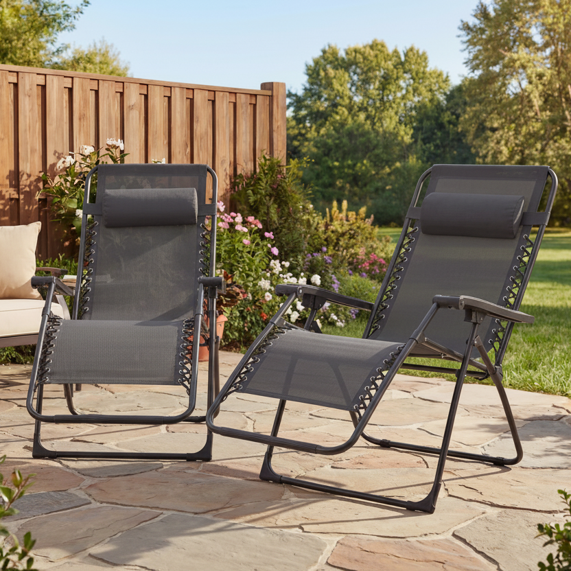 Chaise Relax Zero Gravité Ensemble Duo en Charbon