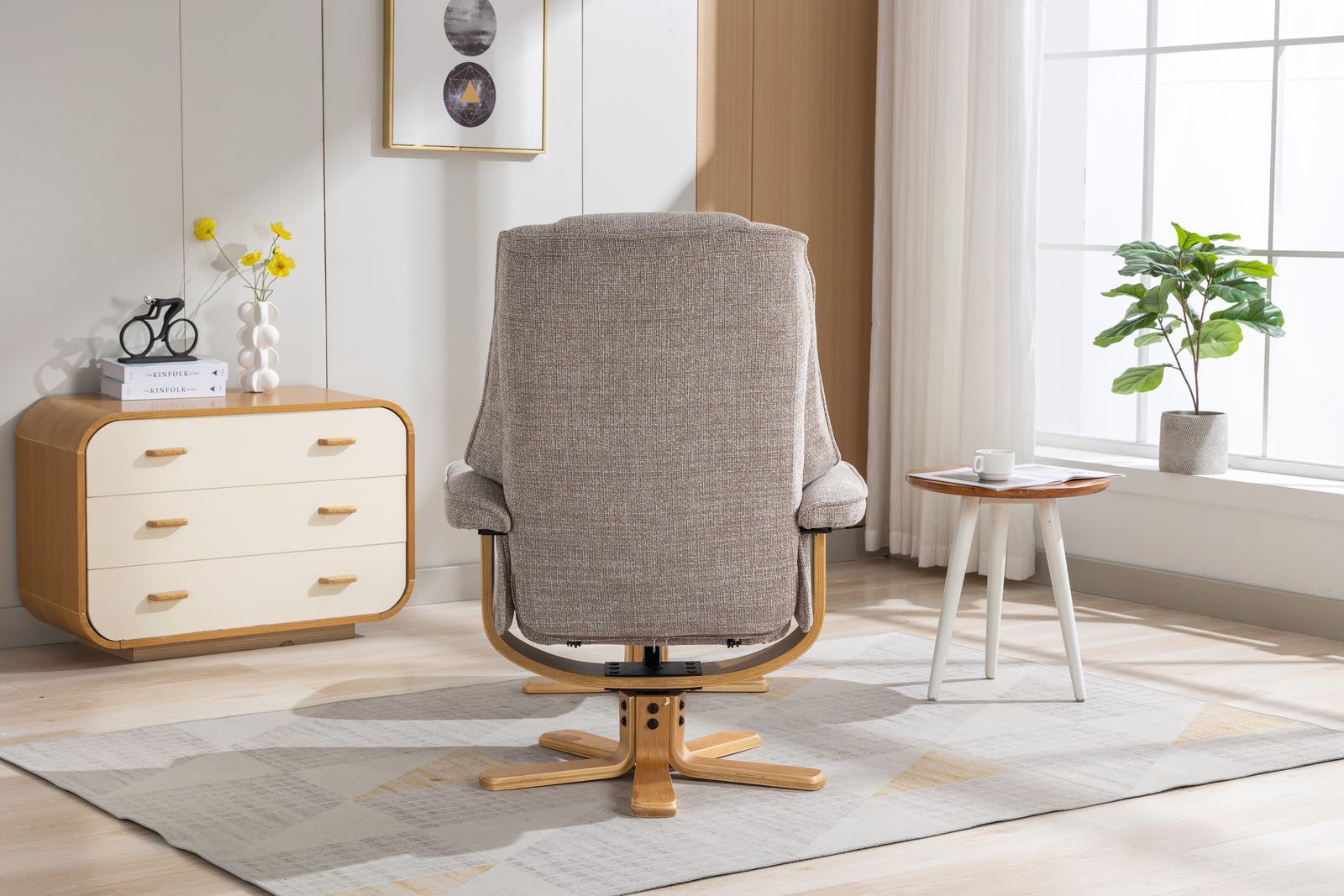 Sardaigne Chaise Relaxation Pivotante en Tissu Cha Cha Oat - 4