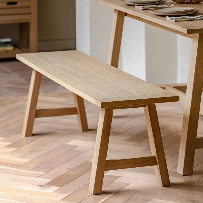 Banc Eton à tréteaux en finition naturelle