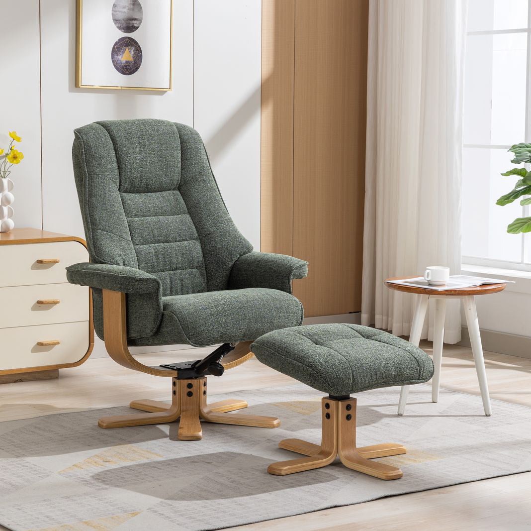 Alliance Mondiale du Mobilier Fauteuil Relax Pivotant Sardaigne en Tissu Cha Cha Fern