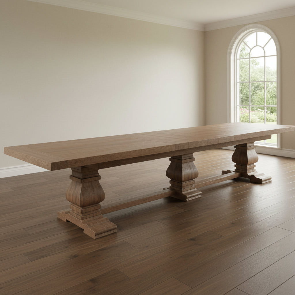 Meubles Carlton - Table Monastère Windermere Grand Ark Royal en Finition Huilée Grise