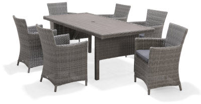 Bermuda Set de jardin 6 places en tresse gris clair - 5