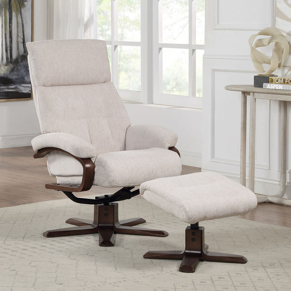 Fauteuil Relax Pivotant Vienna avec Repose-Pieds en Tissu Beige