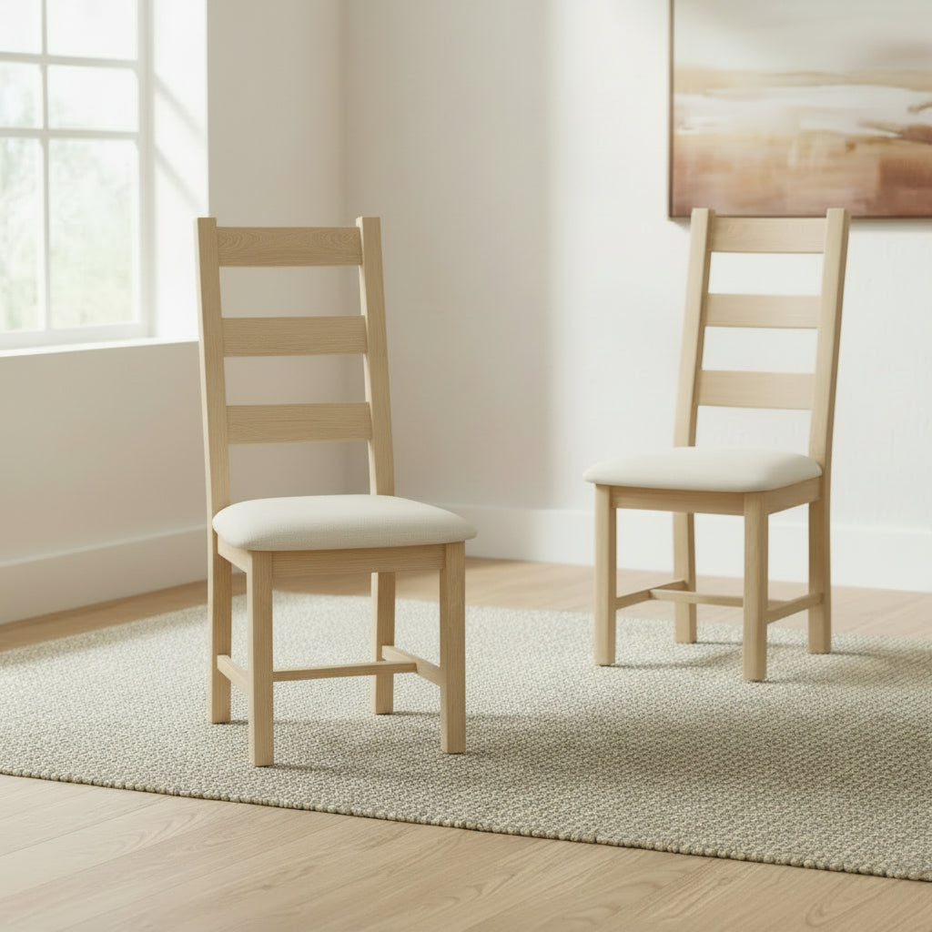 Lot de 2 chaises de salle à manger Papaya Foxington dossier à échelle - Chêne naturel