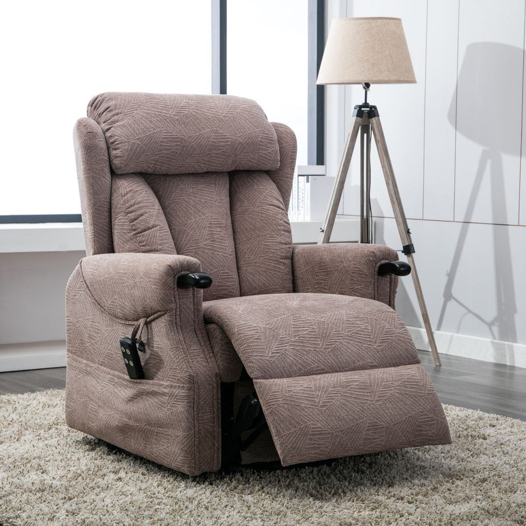 Fauteuil Relève-Pieds à Réglage Électrique Alliance Mondiale du Meuble Modèle Danemark Tissu Mocha Brushstroke