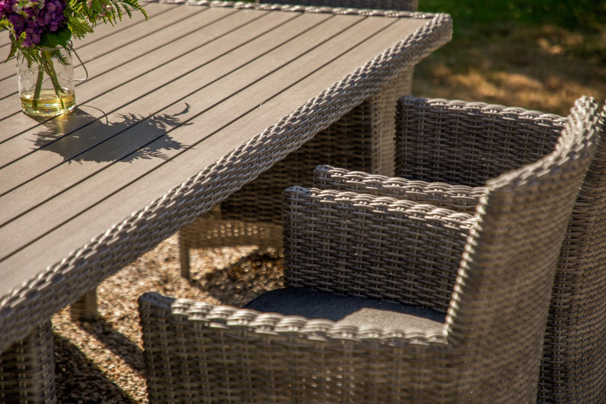Bermuda Set de jardin 6 places en tresse gris clair - 3