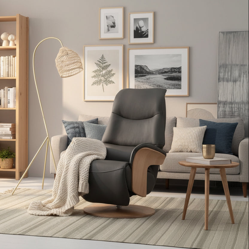 Iowa Fauteuil Pivotant en Gris Anthracite