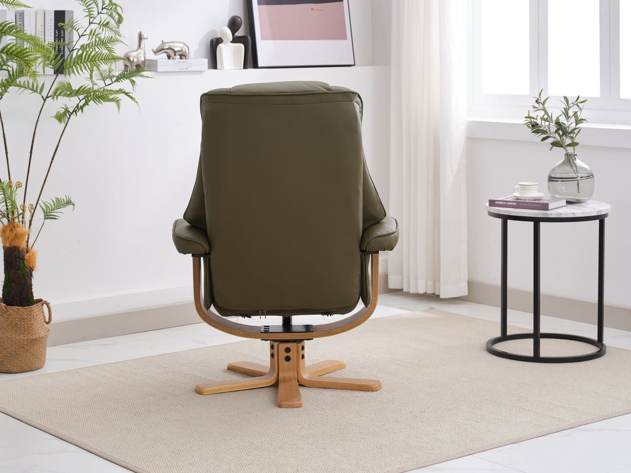 Alliance Mondiale du Meuble Chaise Sardaigne en Cuir Vert Olive - 3