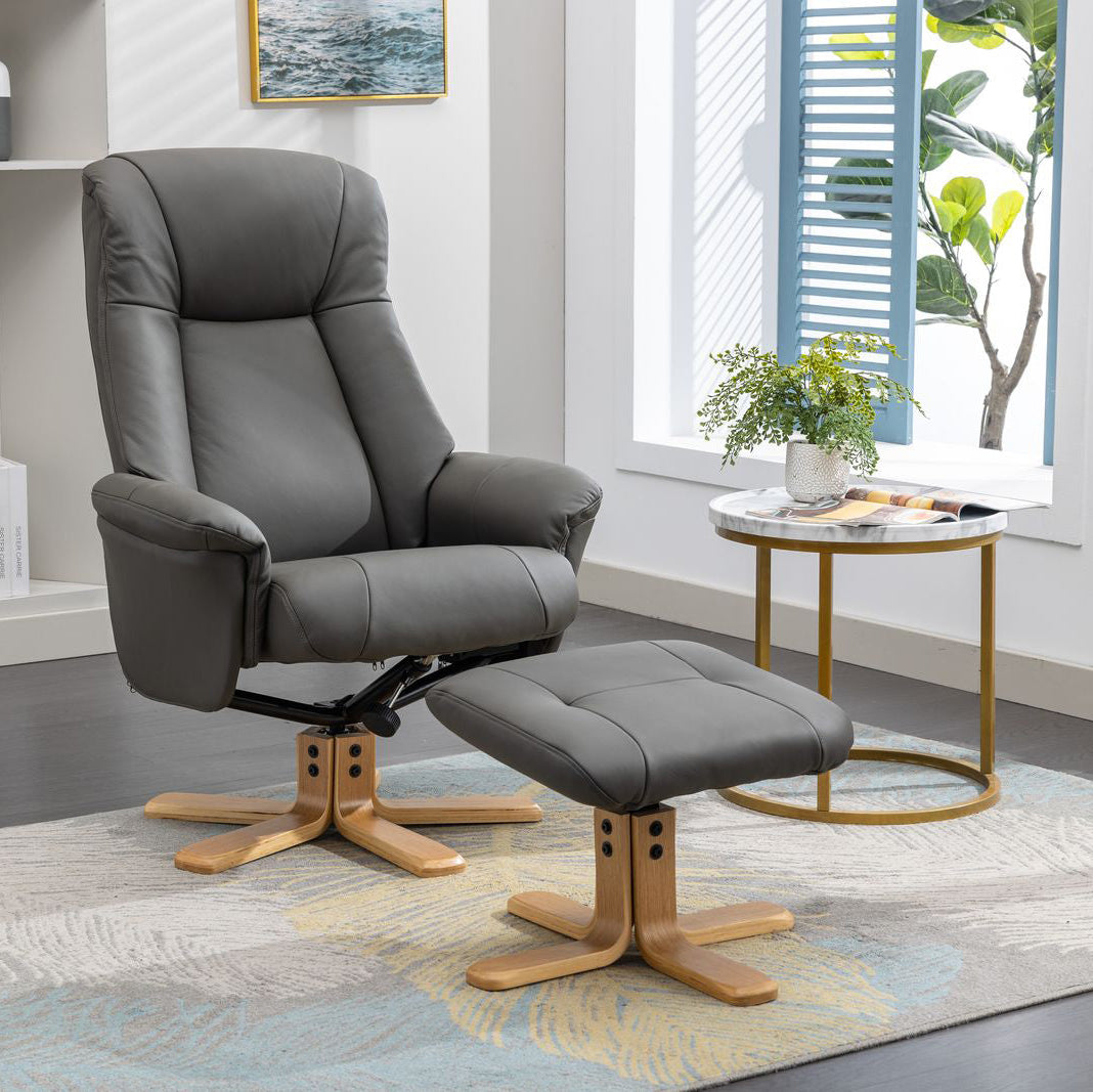 Alliance Meubles Mondiaux Chaise Hawaii en Cuir Cendre