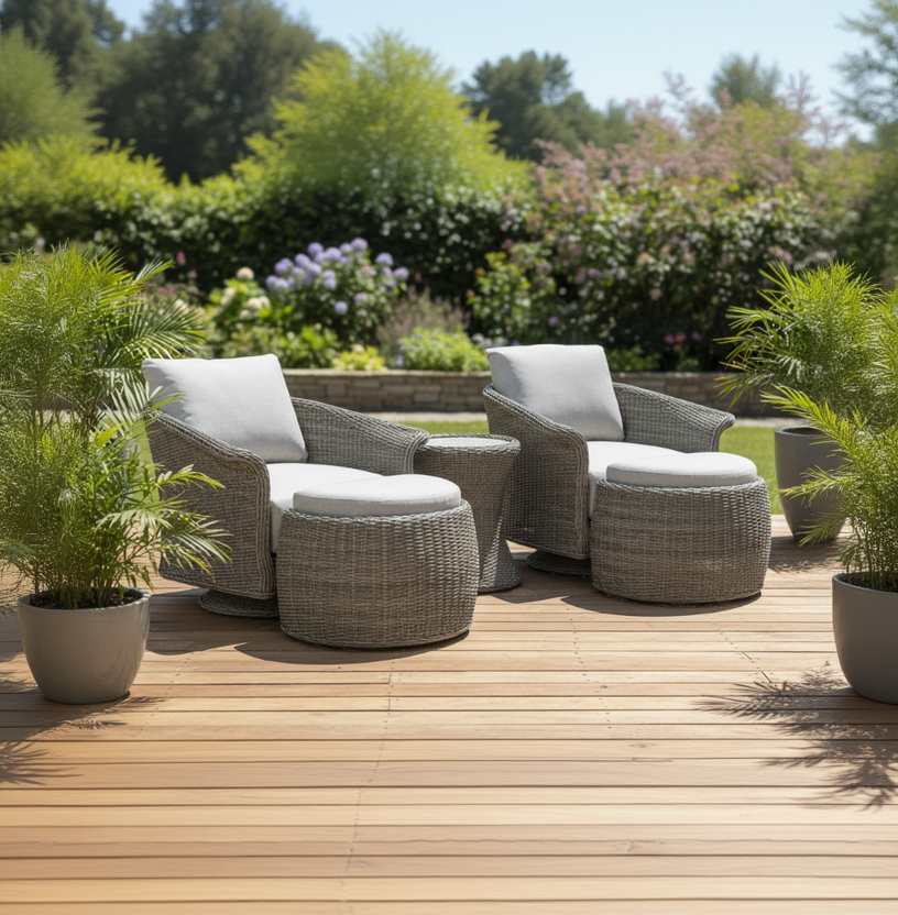 Set de salon Swivel Chelsea Java en tressage naturel