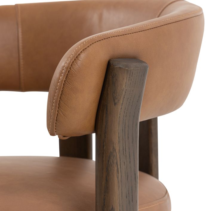 Chaise de repas Onda en cuir marron - 6