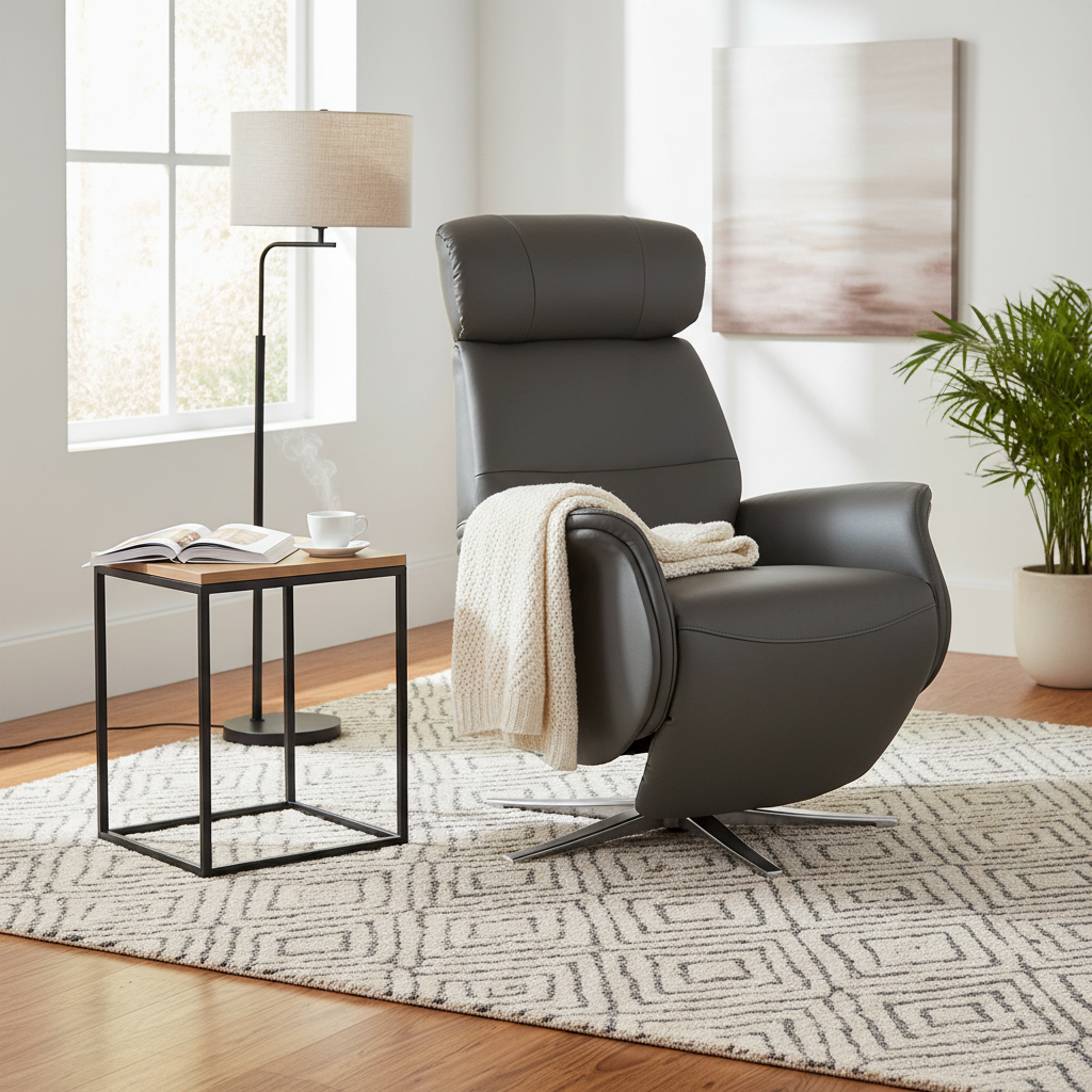 Chaise relaxeuse tournante Michigan de en gris anthracite