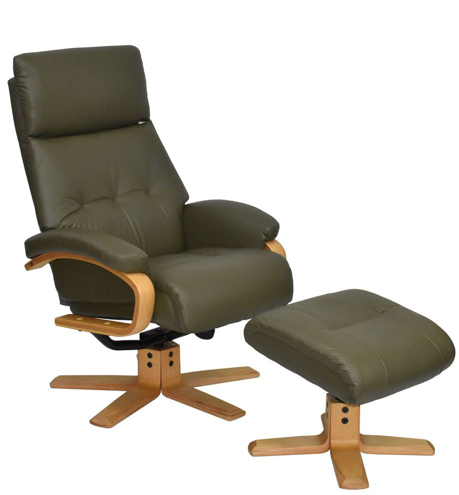 Chaise Vienna Swivel Cuir Vert Olive - 4
