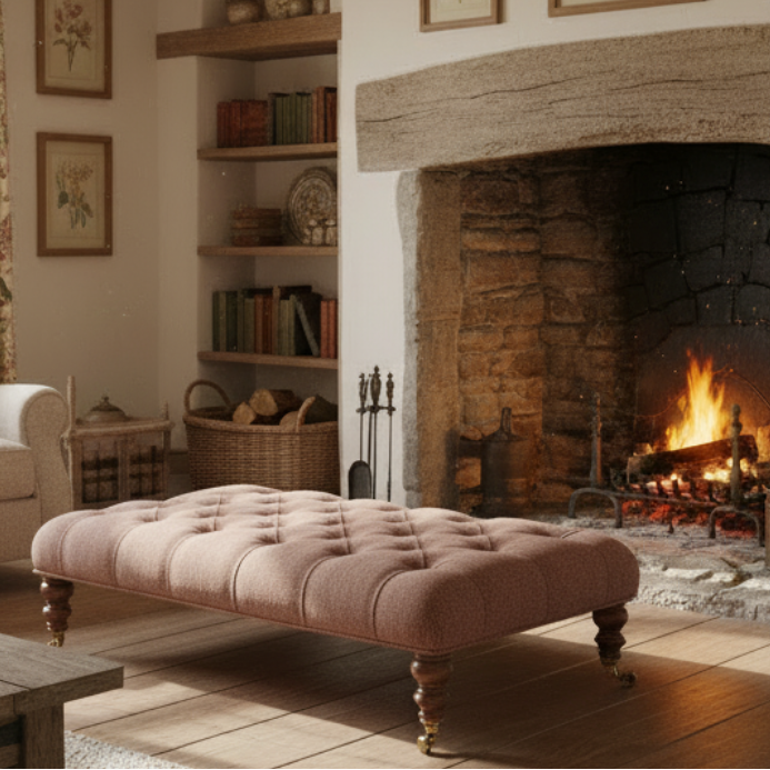 Melrose Footstool in Jura Rose