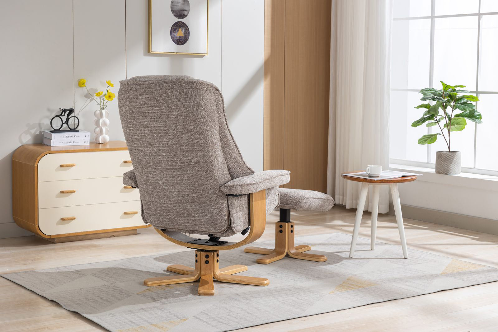 Sardaigne Chaise Relaxation Pivotante en Tissu Cha Cha Oat - 5