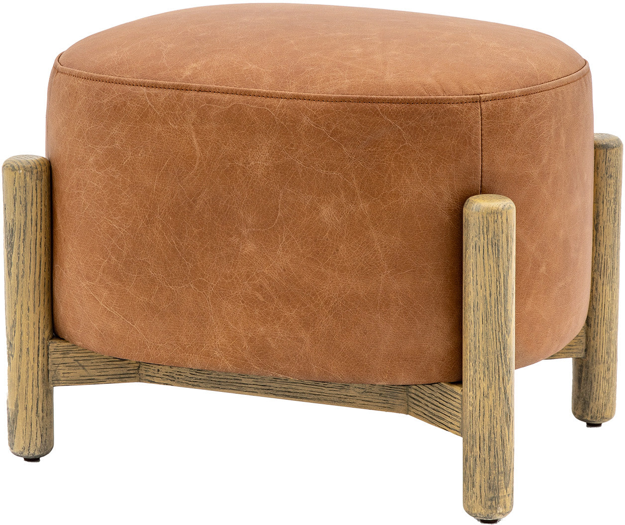 Titre: Tabouret Tindon de en cuir marron vintage - 4