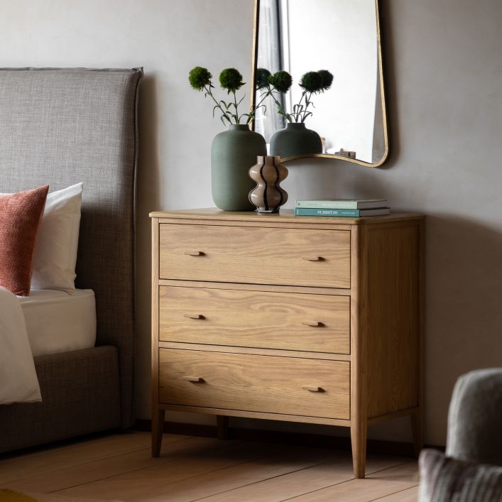 Galerie Directe Camden - Chiffonnetier 3 Tiroirs en Finition Naturelle