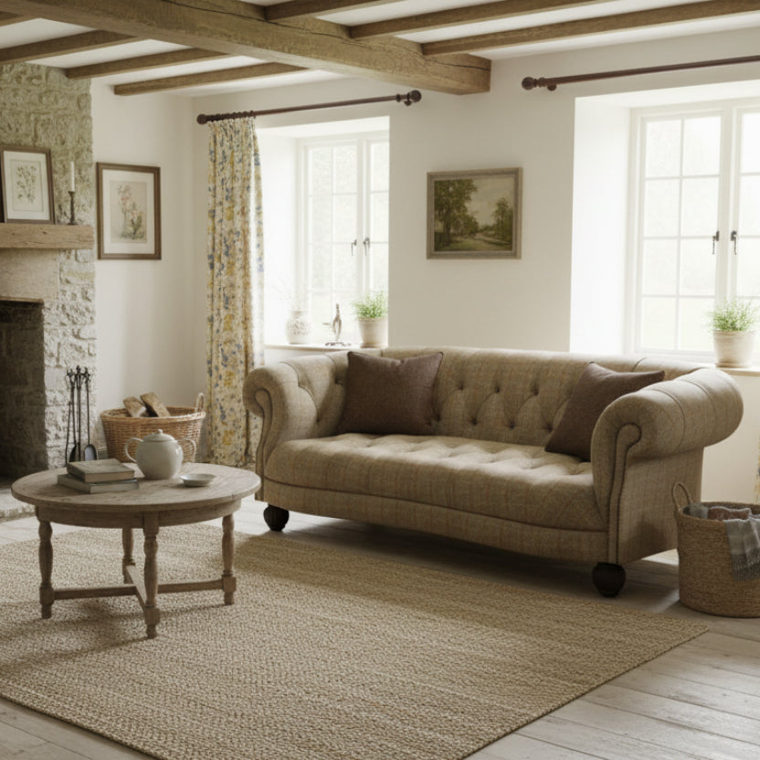 Caledonian Petit Sofa in Bracken Herringbone