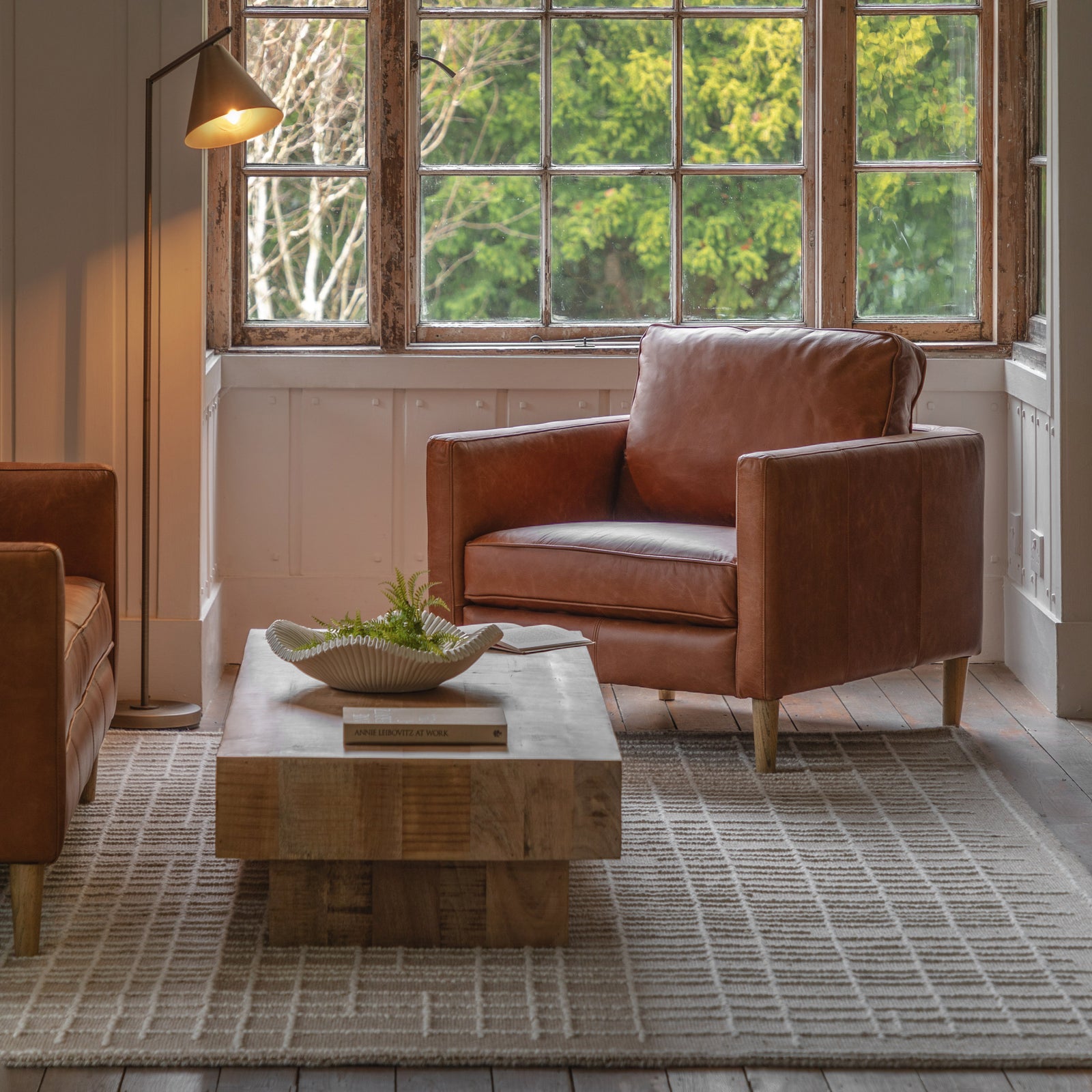 Fauteuil Osborne en Cuir Marron Vintage