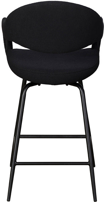 Baker Pair of Jasmine Bar Chairs in Black Boucle - 3