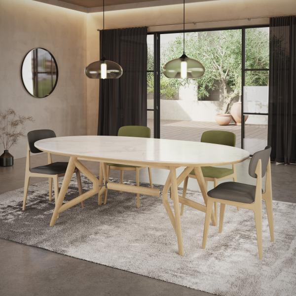 Table de Salle à Manger Ovale Morgan en Chêne Bianco