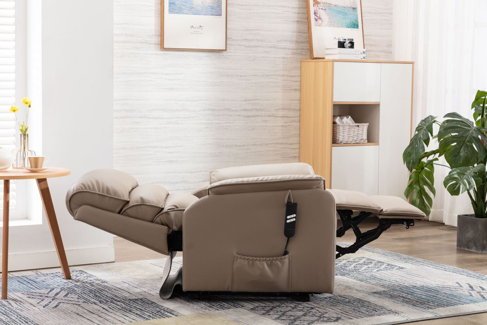 Fauteuil inclinable avec repose-pieds Valencia en tissu plush péb - 5