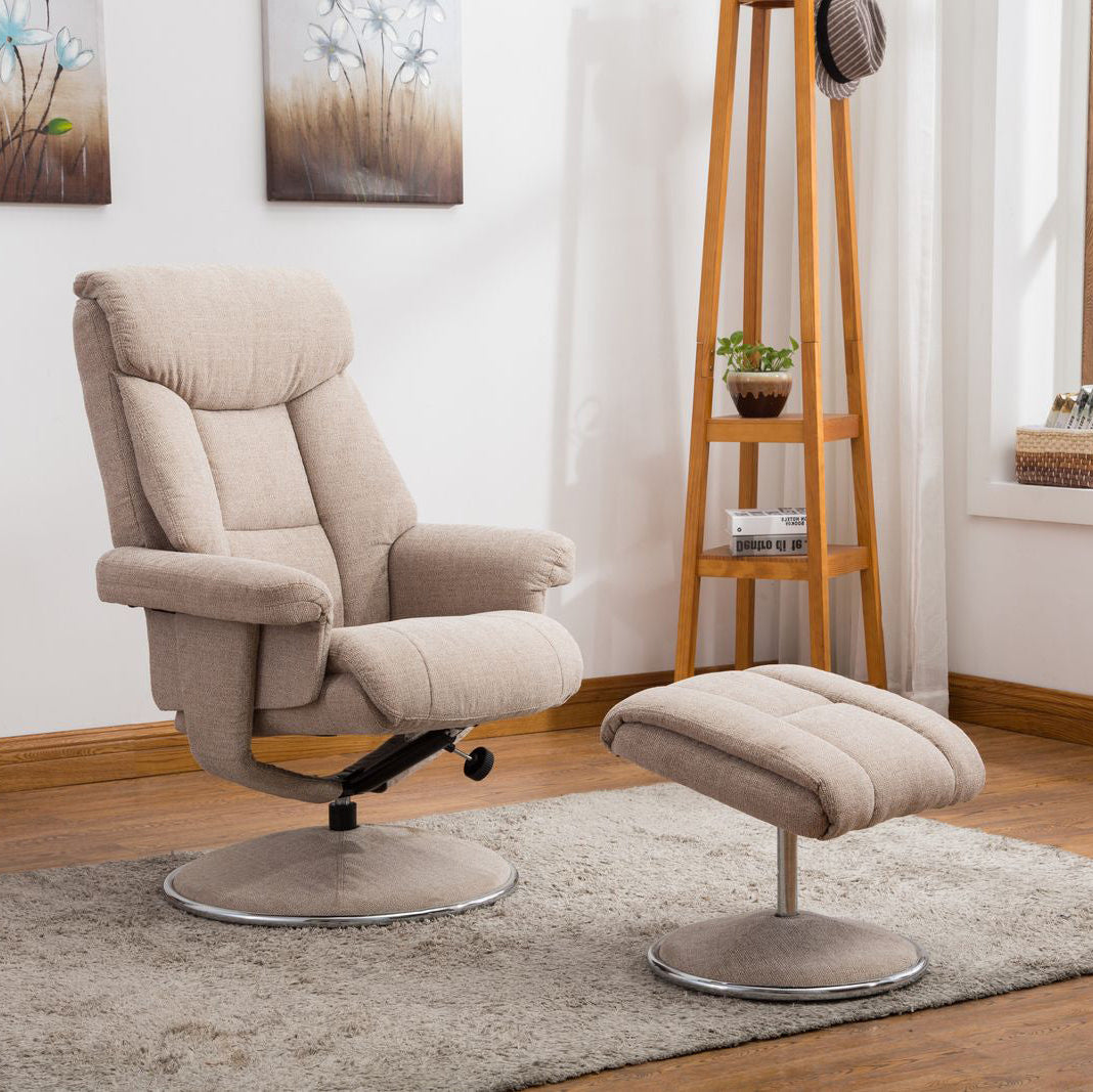 Fauteuil inclinable rotatif Biarritz en tissu Lisbonne blé