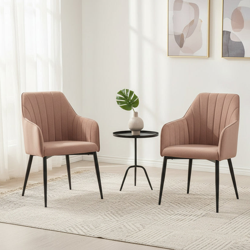 Paire de chaises de salle à manger Oliver en tissu acajou