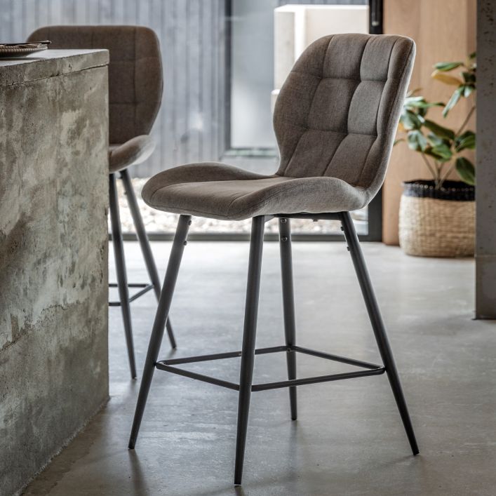 Galerie Direct Lot de 2 Tabourets Manford en Gris Clair