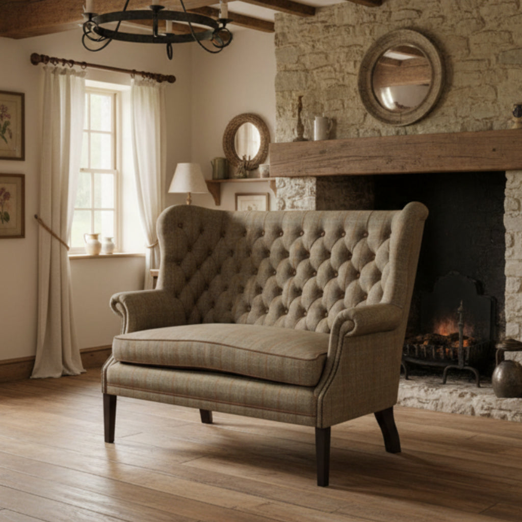 Mackenzie Petit Sofa in Bracken Herringbone