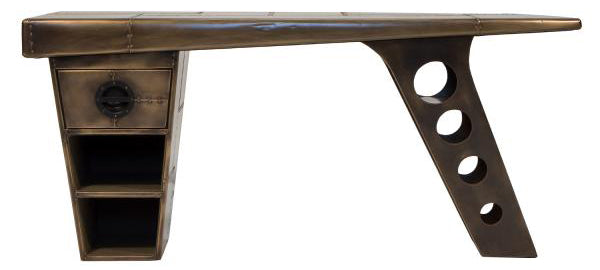 - Bureau Aviator à demi-ailes avec finition vieilli en laiton - 3