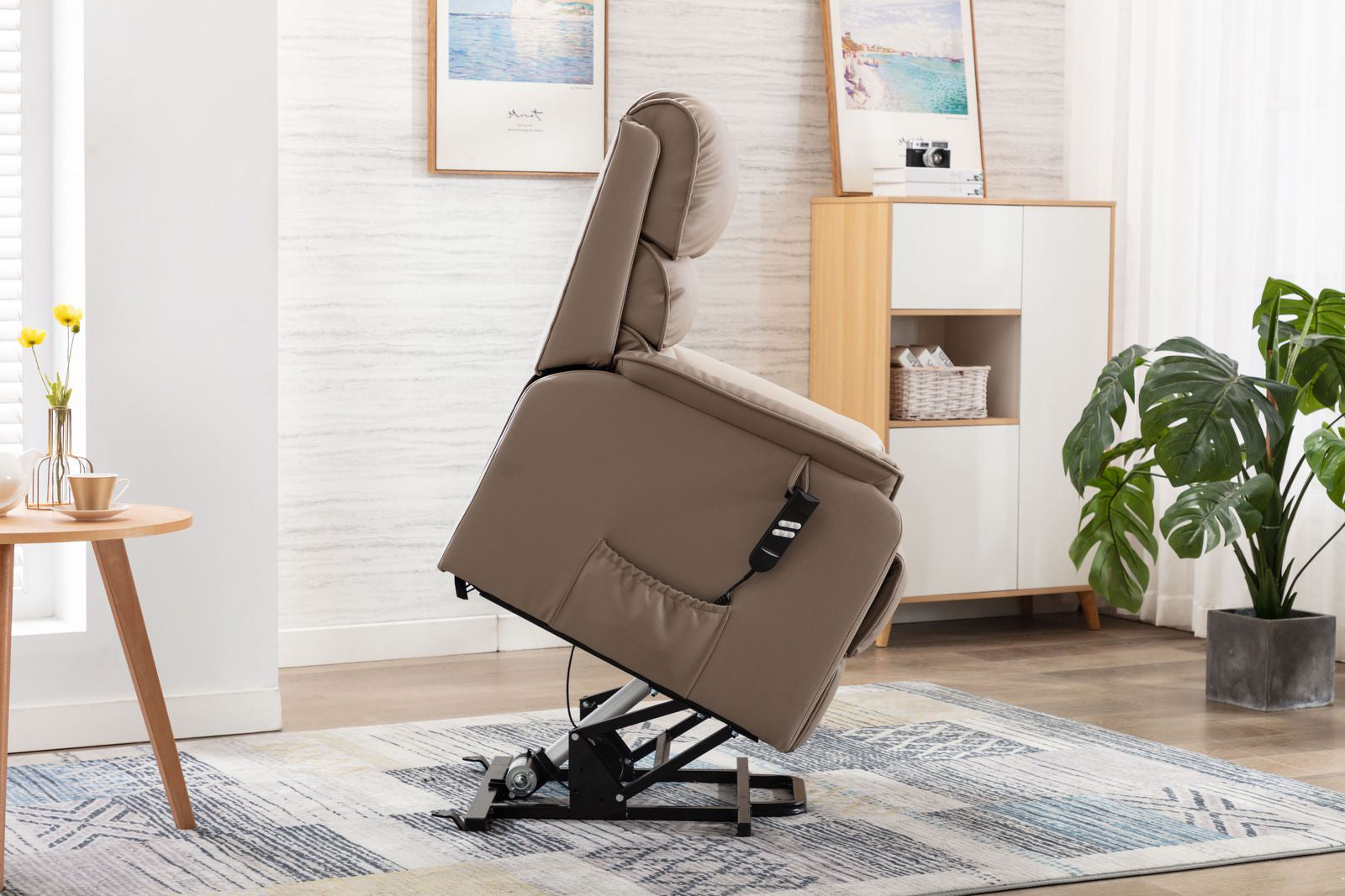 Fauteuil inclinable relevable Valencia en tissu Lisbonne Beige - 3