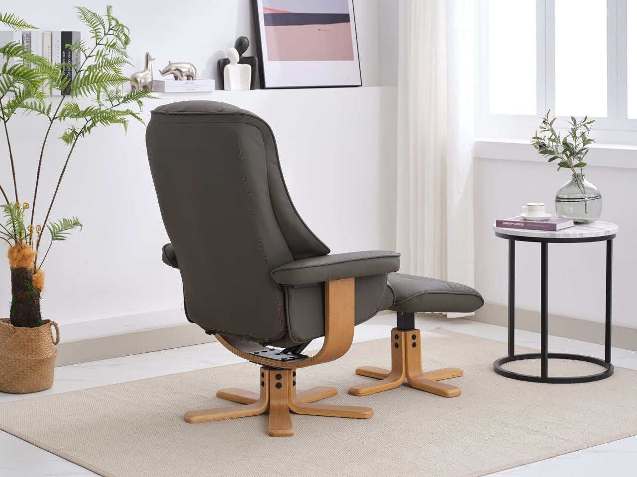 Alliance Mondiale du Mobilier Chaise Sardaigne en Cuir Cendré - 4