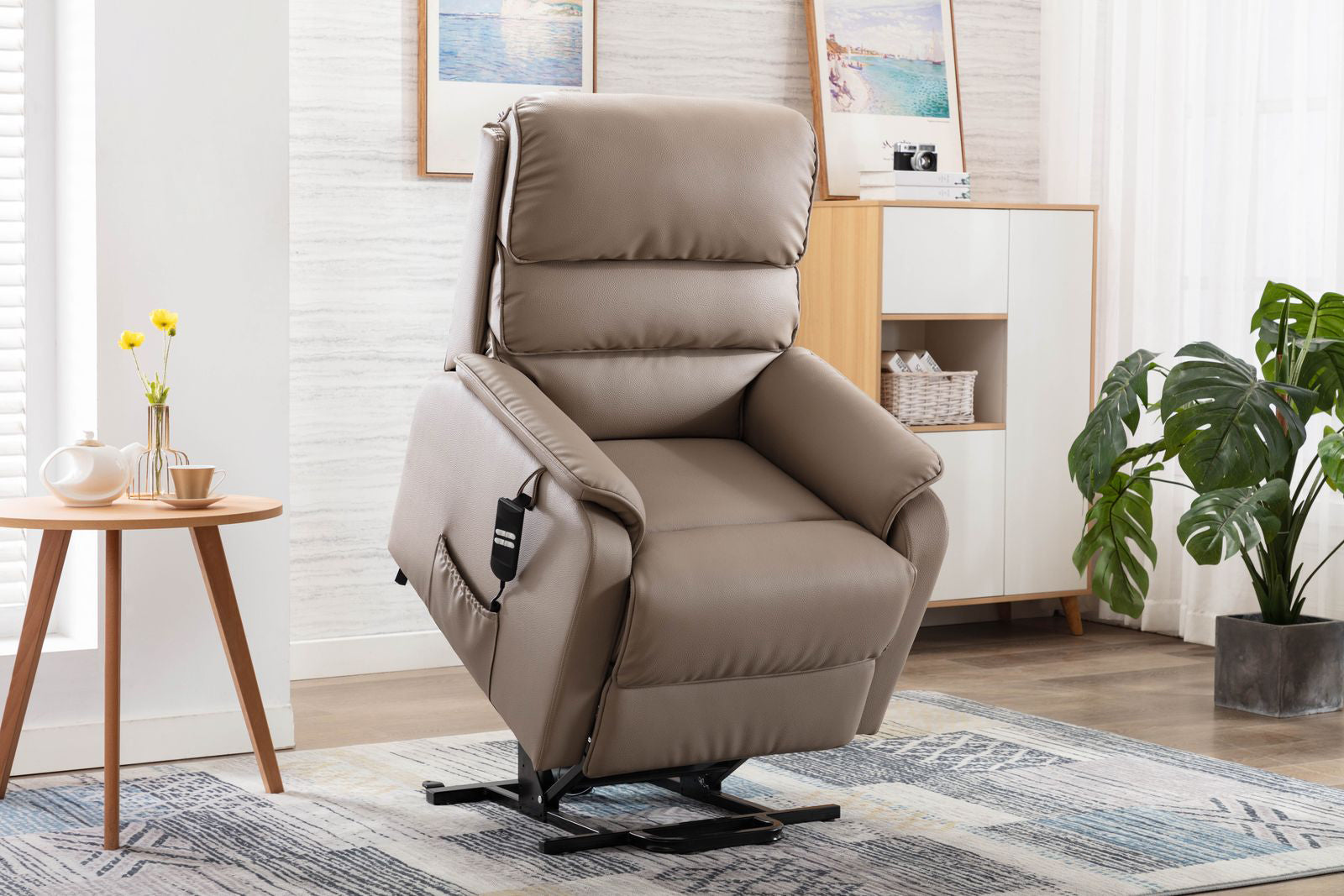 Fauteuil inclinable avec repose-pieds Valencia en tissu plush péb - 4