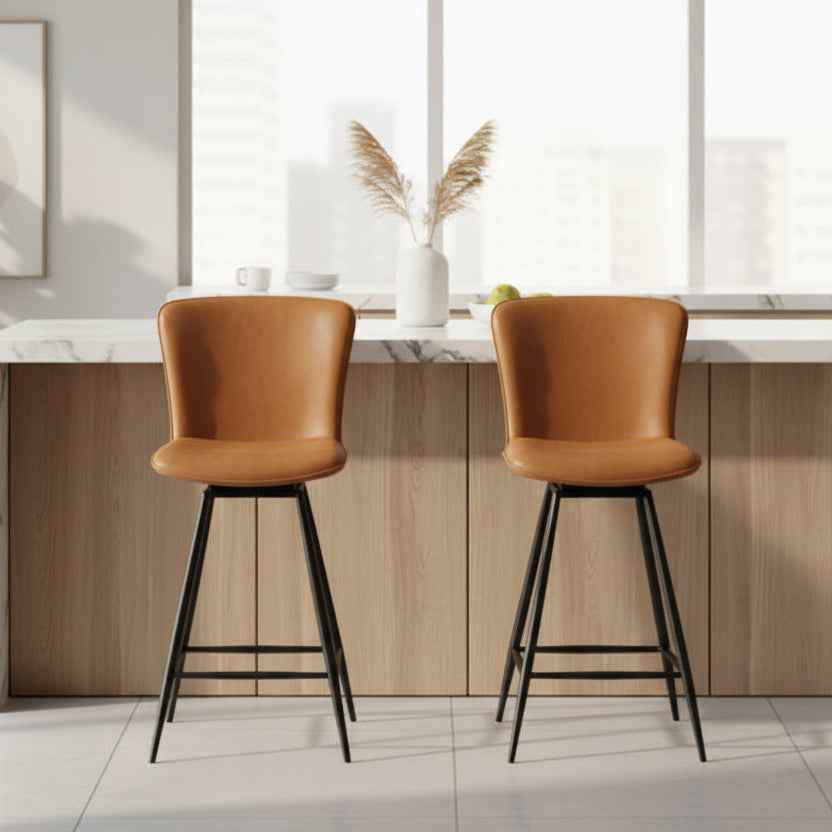 Chaises de bar Ella de Baker - Lot de 2 pièces en marron clair