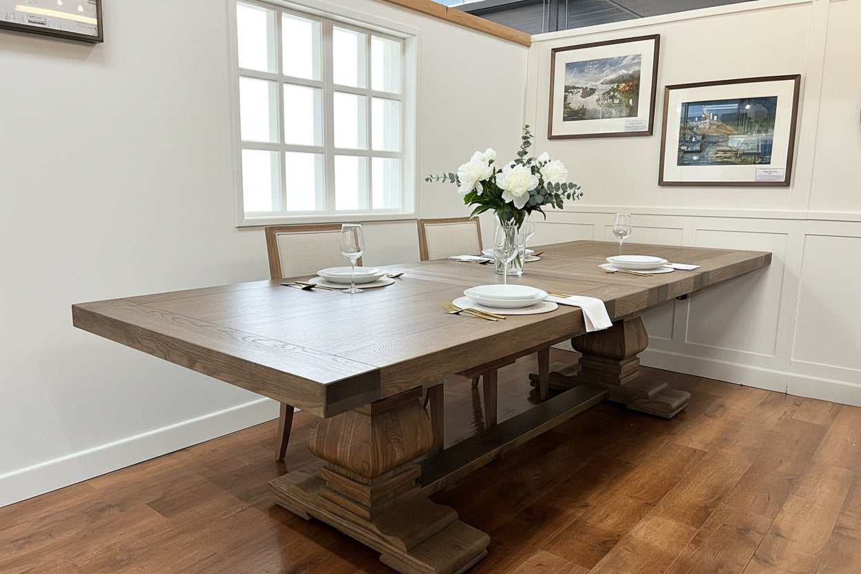 Carlton Meubles TABLE DE SALLE À MANGER WINDERMERE RUSTIQUE MONASTÈRE ALLONGEABLE AVEC FINI HUILÉ GRIS - 3
