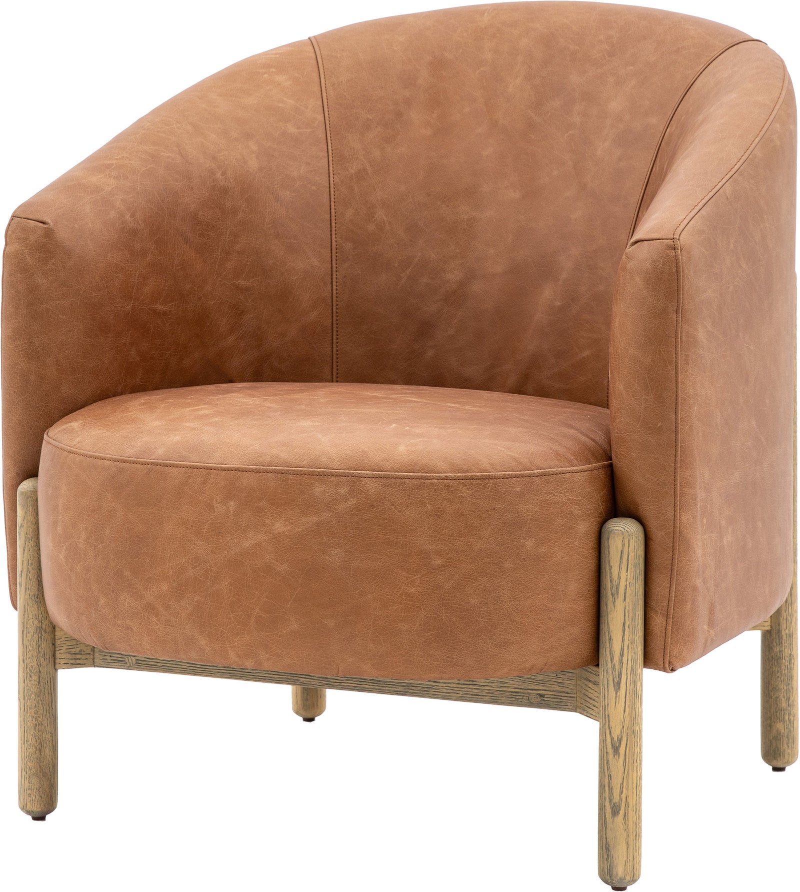 Fauteuil Tindon en Cuir Marron Vieilli - 3