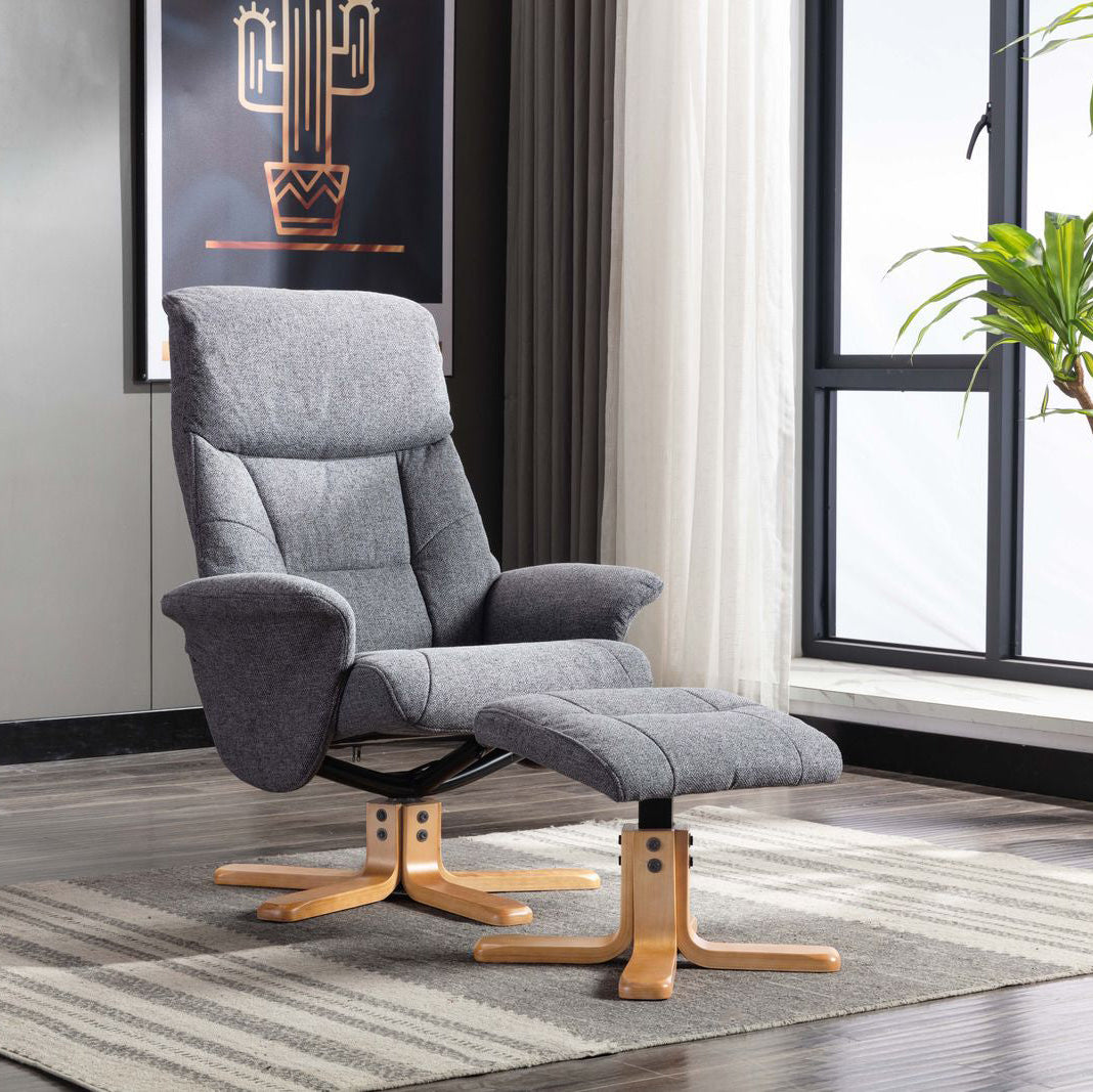 Alliance du Meuble Global - Fauteuil Marseille en Tissu Gris Ardoise avec Mécanisme Relaxe et Tourneur 360°