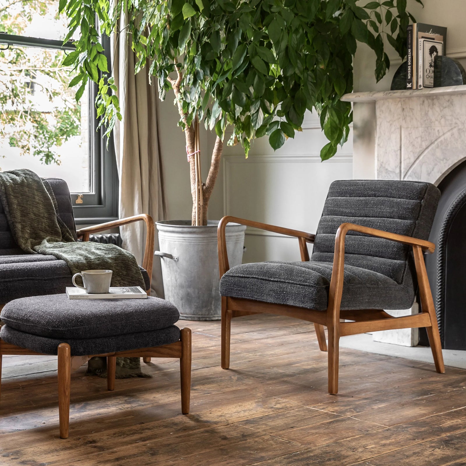 Fauteuil Datsun en Tissu Charbon et Boucle - 4