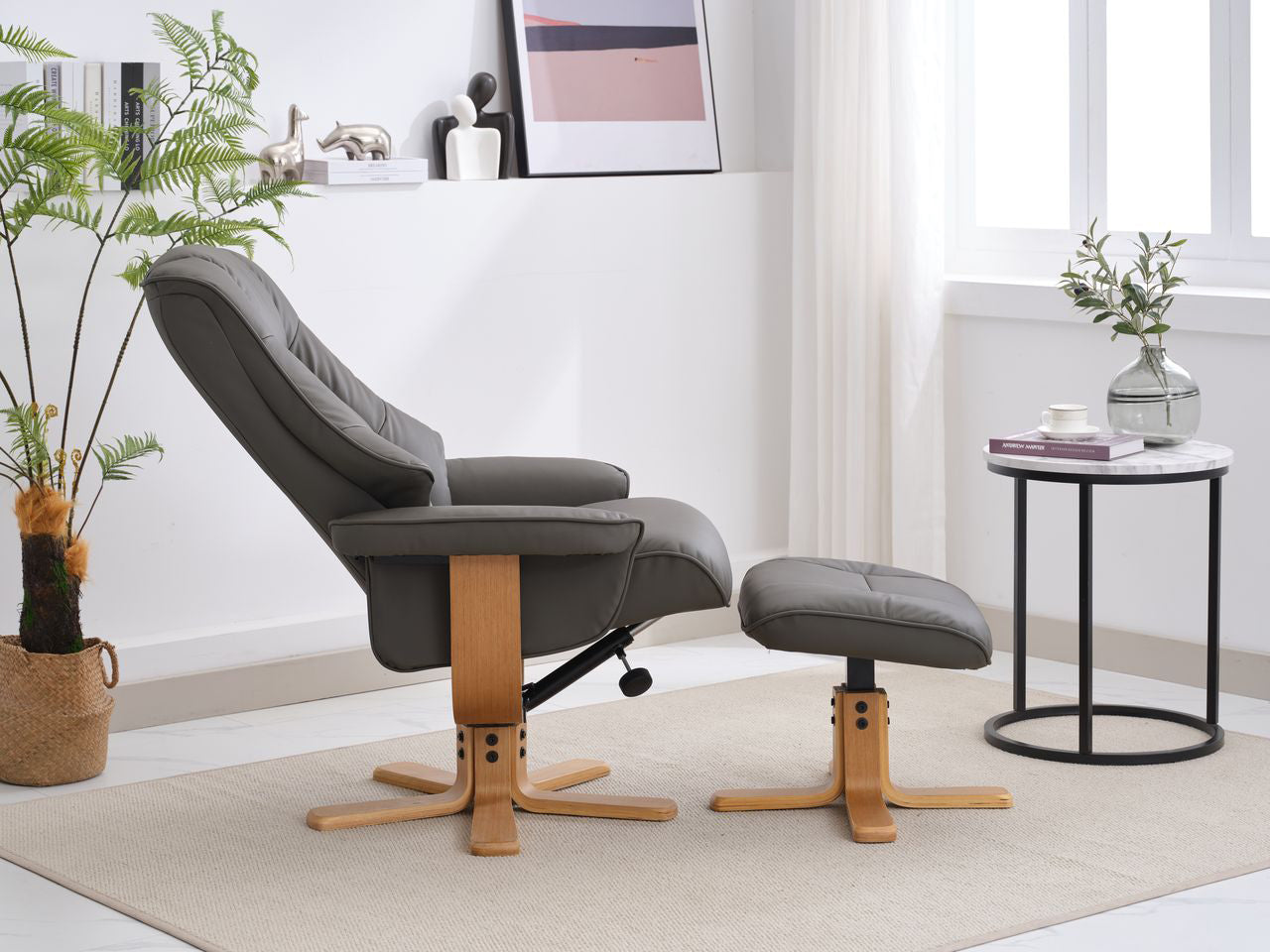 Alliance Mondiale du Mobilier Chaise Sardaigne en Cuir Cendré - 3