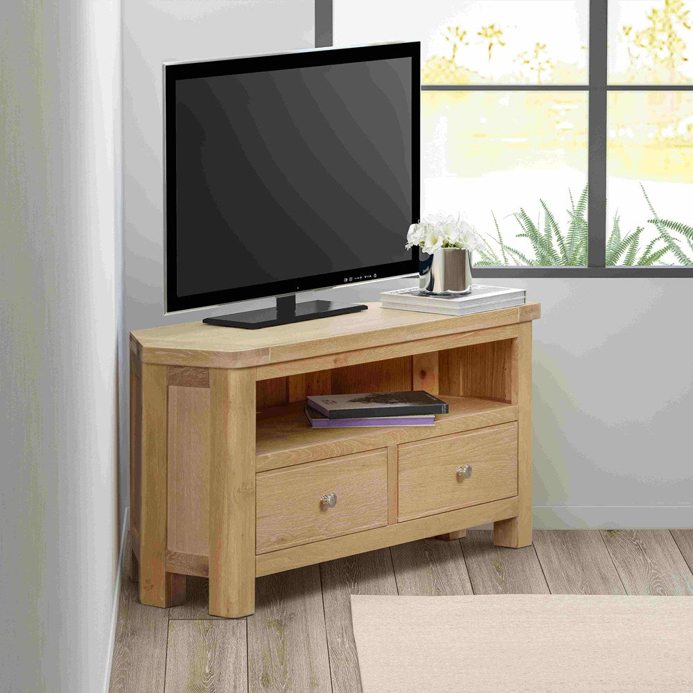 Papaya Foxington Corner TV Unit - Natural Oak