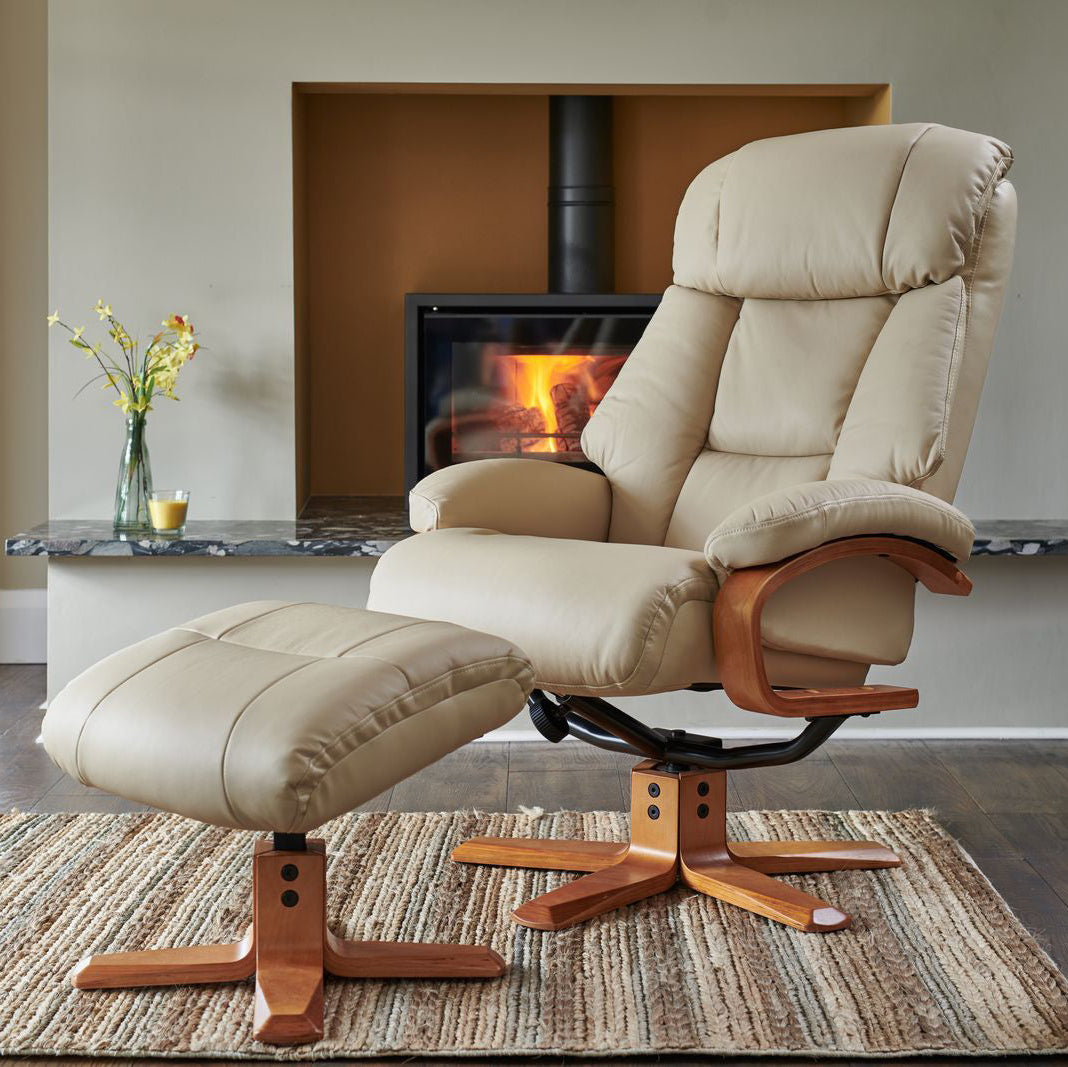 Alliance Meuble Global Chaise Nice en Cuir Ivoire