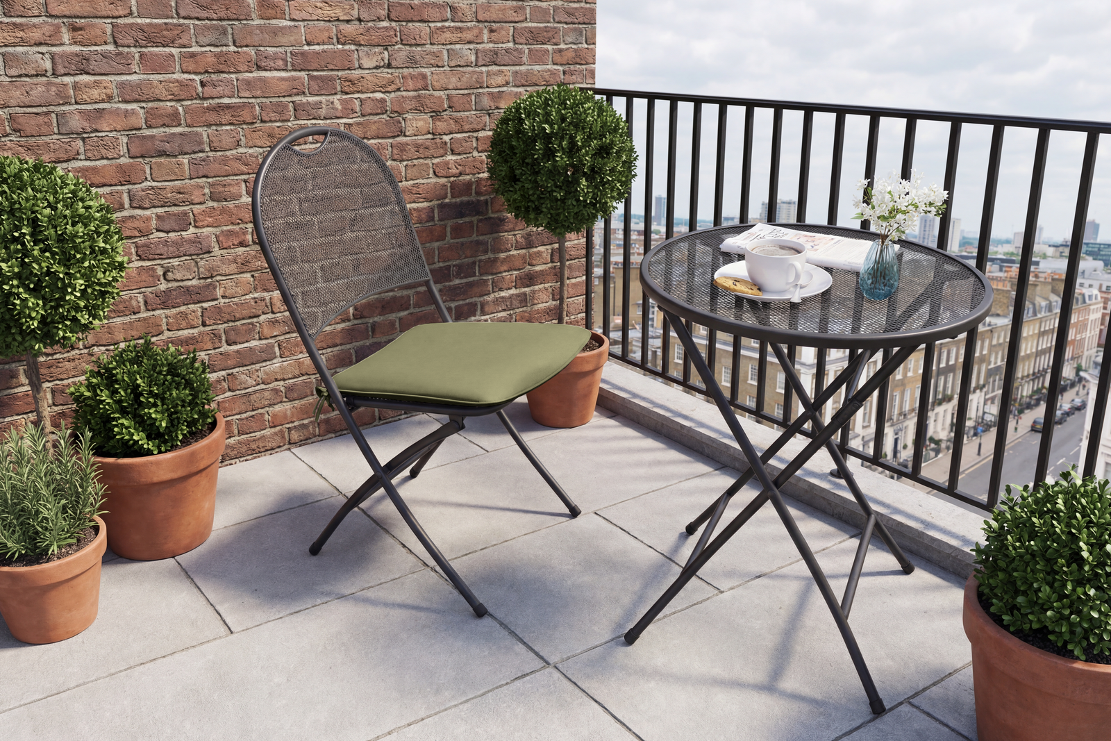 Café Latte Set de Bistro Pliable 3 Pièces Vert Claire - 4