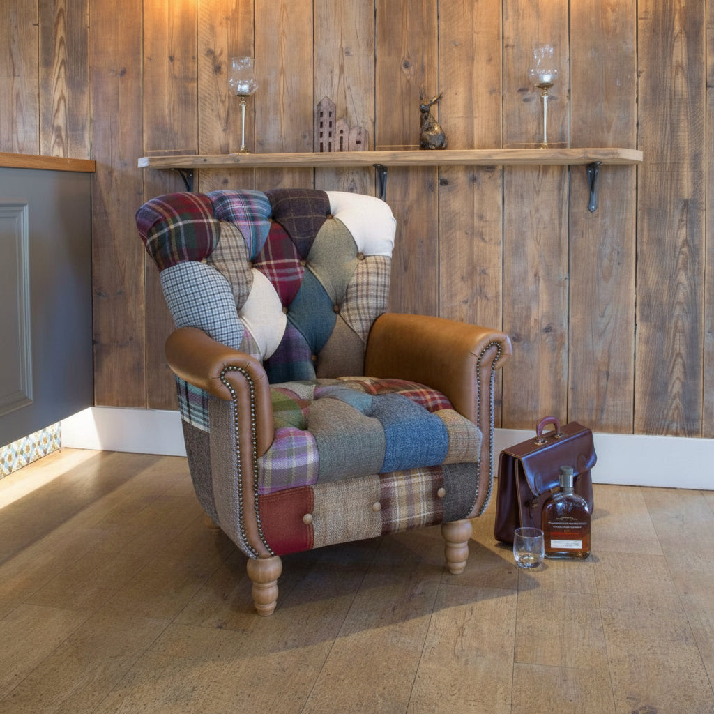 Fauteuil Patchwork Gotham avec côtés ajourés