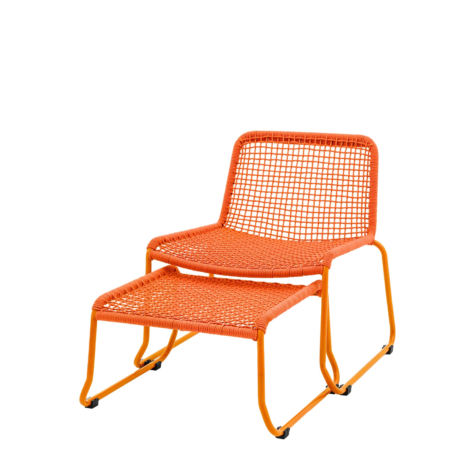 Galerie Garden Fauteuil de relaxation Sassano avec repose-pieds en Orange - 4
